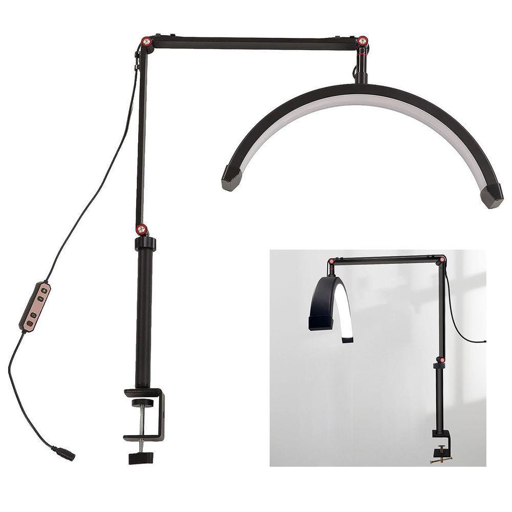 Luminaria Estetica Salao De Beleza Spa Arco Meia Lua 3 Tons Led Suporte Celular Mesa Limpeza - 1