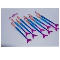 Pincel Sereia Kit 10 Peças Maquiagem Make Up Sombra Mermaid