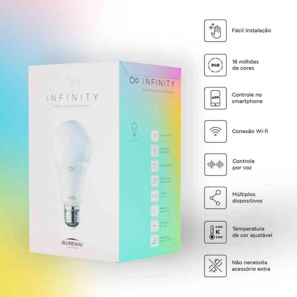 Lâmpada Led Smart Wifi 9W Rgb Alexa Google Infinity Blumenau - 3