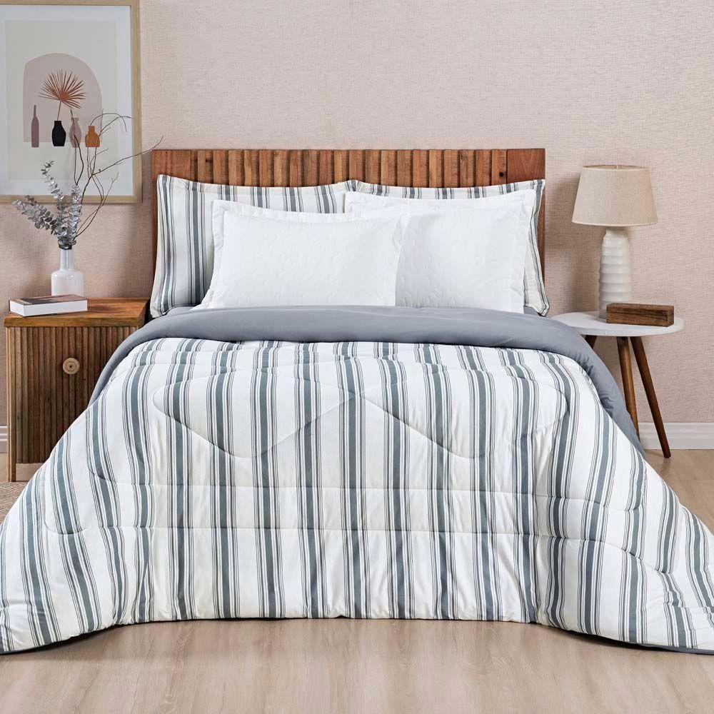 Edredom Mimis Casal Super King Tecido Malha Dupla Face 100% Algodão Extra Macio - Cinza - 3