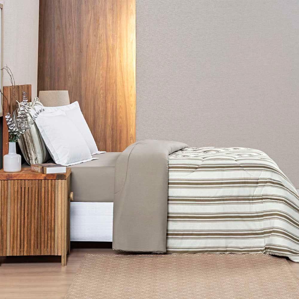 Edredom Mimis Casal Queen Tecido Malha Dupla Face 100% Algodão Extra Macio - Cáqui - 2