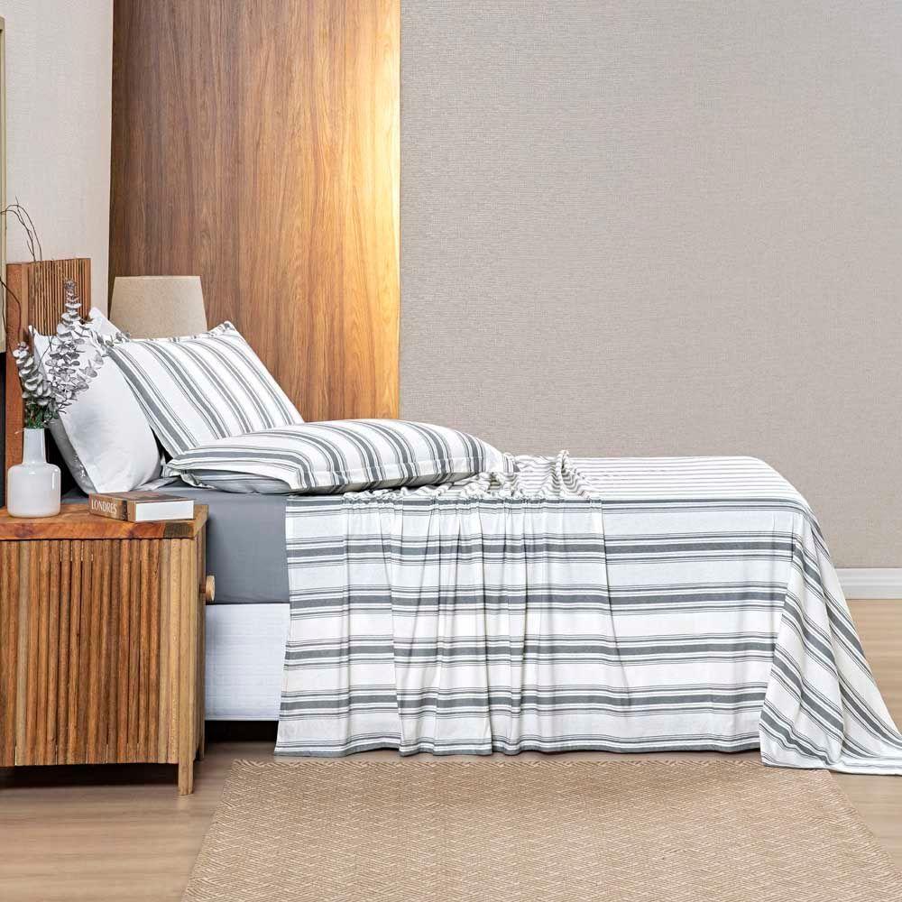 Jogo De Lençol Mimis Solteiro 3 Peças Malha 100% Algodão Extra Macio - Cinza - 2