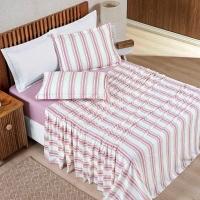 Jogo De Lençol Mimis King 4 Peças Malha 100% Algodão Extra Macio - Rosê - 1