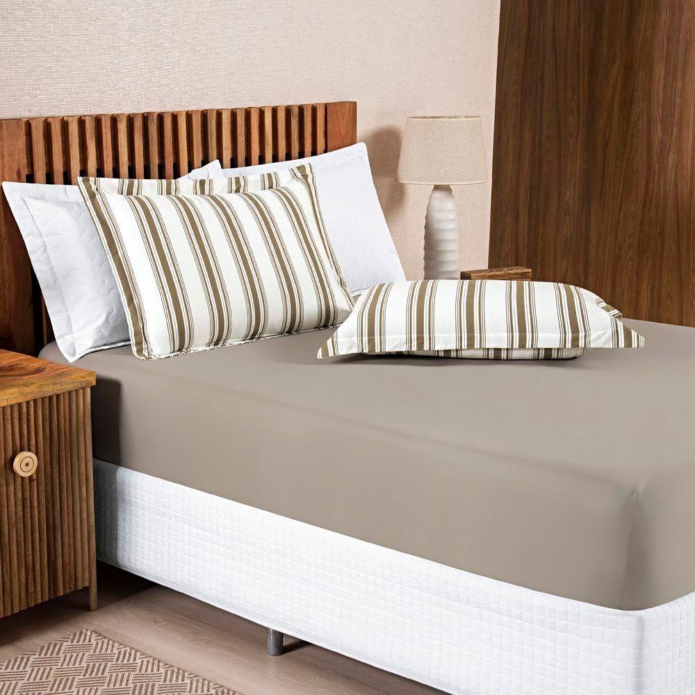 Jogo De Lençol Mimis Solteiro 2 Peças Malha 100% Algodão Extra Macio - Cáqui - 2