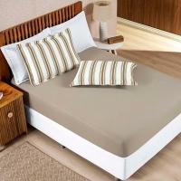 Jogo De Lençol Mimis Solteiro 2 Peças Malha 100% Algodão Extra Macio - Cáqui - 1