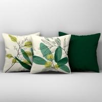 Kit Trio Capas De Almofadas Estampadas Em Veludo Suede 45cm X 45cm - Decoração Para Sala Cor Verde - 1