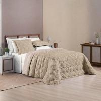 Kit Cobre Leito Colcha Katarine Padrão 03 Peças Dupla Face Micropercal 300 Fios Detalhado - Cáqui - 5