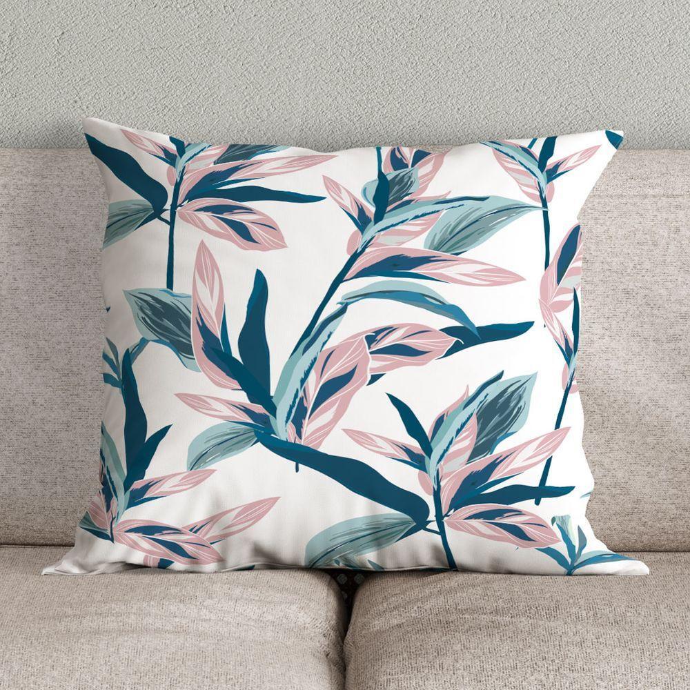 Kit Trio De Almofadas Cheias Estampadas Em Veludo Suede 45cm X 45cm Enchimento Em Refil Silicone - Decoração Para Sala Cor Azul - 2