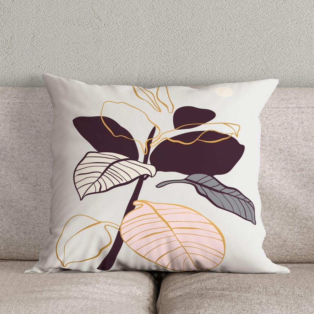 Kit Trio De Almofadas Cheias Estampadas Em Veludo Suede 45cm X 45cm Enchimento Em Refil Silicone - Decoração Para Sala Cor Uva - 3