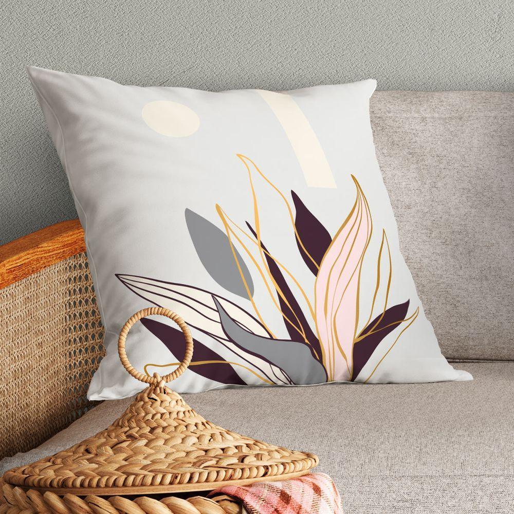 Kit Trio De Almofadas Cheias Estampadas Em Veludo Suede 45cm X 45cm Enchimento Em Refil Silicone - Decoração Para Sala Cor Uva - 4