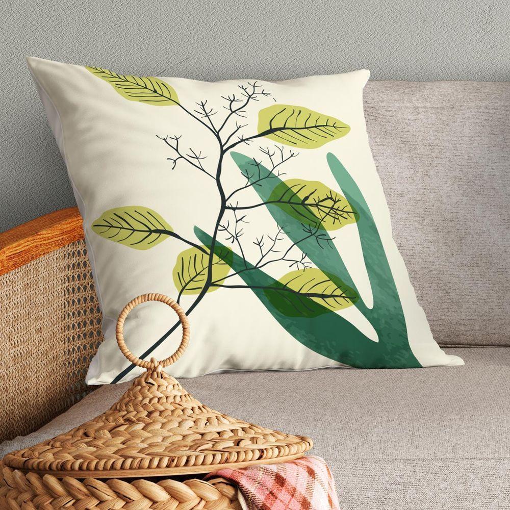 Kit Trio De Almofadas Cheias Estampadas Em Veludo Suede 45cm X 45cm Enchimento Em Refil Silicone - Decoração Para Sala Cor Verde - 4