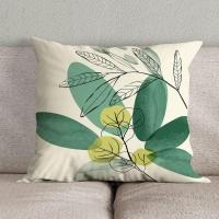 Kit Trio De Almofadas Cheias Estampadas Em Veludo Suede 45cm X 45cm Enchimento Em Refil Silicone - Decoração Para Sala Cor Verde - 3