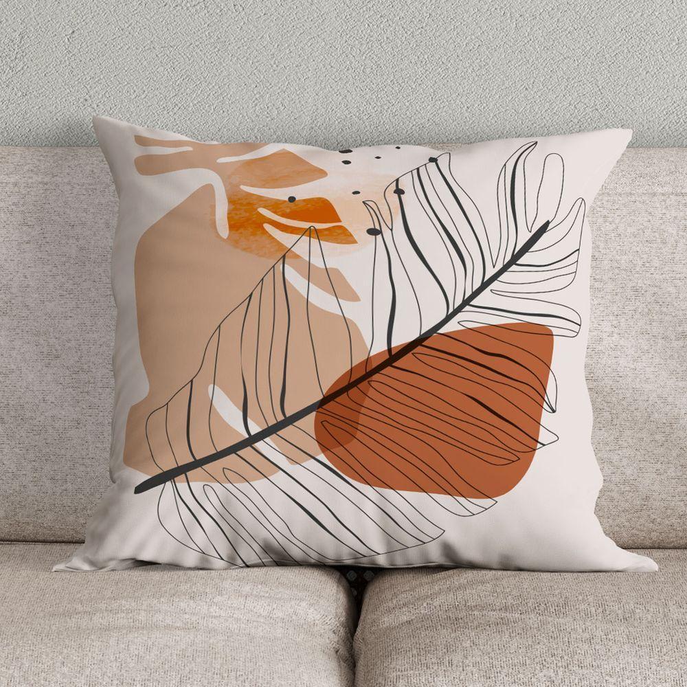 Kit Trio De Almofadas Cheias Estampadas Em Veludo Suede 45cm X 45cm Enchimento Em Refil Silicone - Decoração Para Sala Cor Terracota - 4