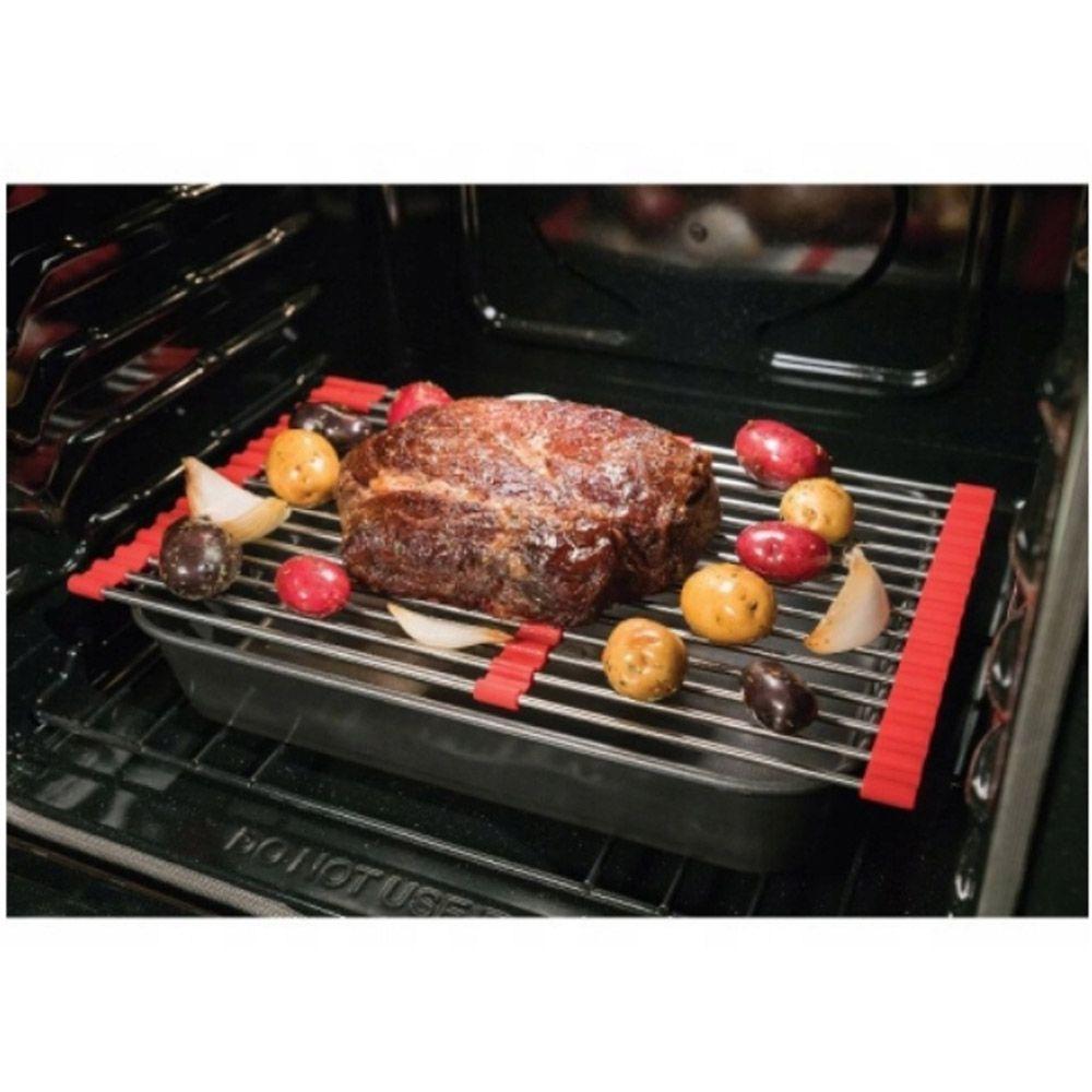 Escorredor Esteira Cozinha Louça Pia Cuba Extensivo Inox Silicone Compacto Flexivel Multiuso Pratico - 3