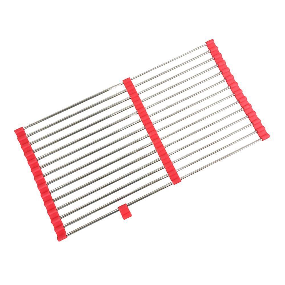 Escorredor Esteira Cozinha Louça Pia Cuba Extensivo Inox Silicone Compacto Flexivel Multiuso Pratico - 5