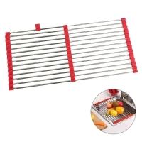 Escorredor Esteira Cozinha Louça Pia Cuba Extensivo Inox Silicone Compacto Flexivel Multiuso Pratico - 1