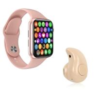 Kit 1 Smartwatch Rosa + Mini Fone Bt Marfim - 1