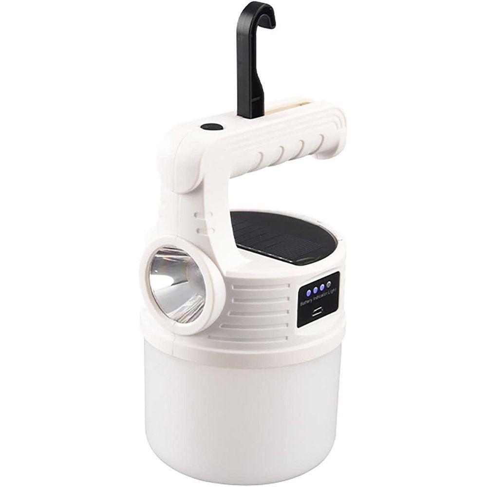 Luminaria Solar Lanterna Refletor Usb 2x1 Duplo Led Gancho A Prova De Agua Portatil Acampamento - 6