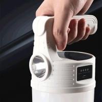 Luminaria Solar Lanterna Refletor Usb 2x1 Duplo Led Gancho A Prova De Agua Portatil Acampamento - 5