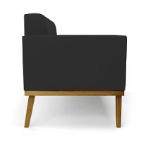 Sofá Namoradeira 2 Lugares De Madeira Castanho Elisa Veludo Preto D03 - D\'rossi - 2