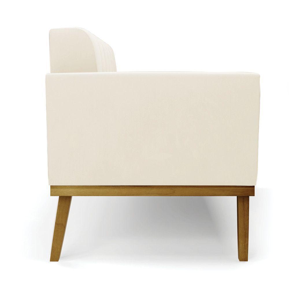 Sofá Namoradeira 2 Lugares De Madeira Castanho Elisa Veludo Bege D03 - D\'rossi - 6