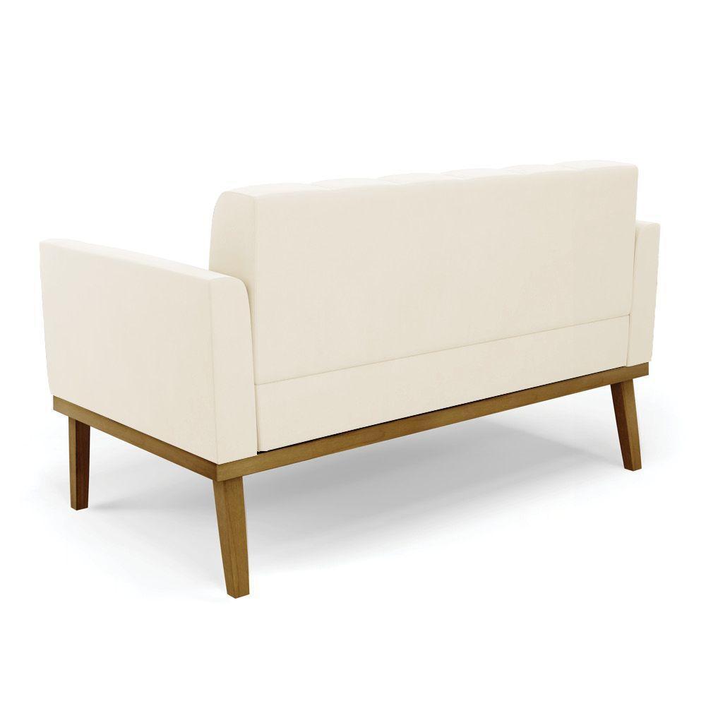 Sofá Namoradeira E 2 Poltronas Base Madeira Castanho Elisa Veludo D03 - D\'rossi Cor Bege - 8