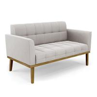 Sofá Namoradeira E 2 Poltronas Base Madeira Castanho Elisa Veludo Cinza D03 - D\'rossi