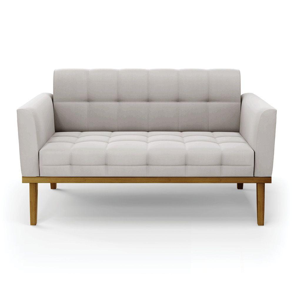 Sofá Namoradeira 2 Lugares De Madeira Castanho Elisa Veludo Cinza D03 - D\'rossi - 5