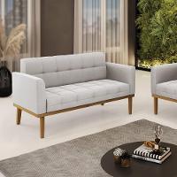 Sofá Namoradeira 2 Lugares De Madeira Castanho Elisa Veludo Cinza D03 - D\'rossi - 2