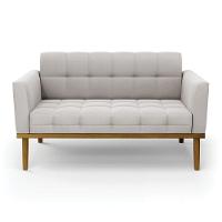 Sofá Namoradeira 2 Lugares De Madeira Castanho Elisa Veludo Cinza D03 - D\'rossi - 5