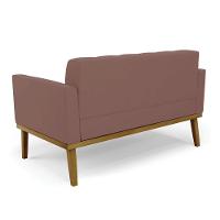 Sofá Namoradeira E 2 Poltronas Base Madeira Castanho Elisa Veludo D03 - D\'rossi Cor Rose - 3