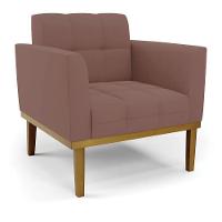 Sofá Namoradeira E 2 Poltronas Base Madeira Castanho Elisa Veludo D03 - D\'rossi Cor Rose - 8