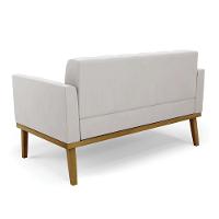 Sofá Namoradeira E 2 Poltronas Base Madeira Castanho Elisa Veludo D03 - D\'rossi Cor Cinza - 5