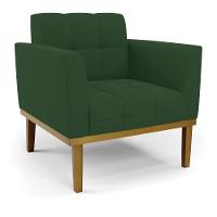 Sofá Namoradeira E 2 Poltronas Base Madeira Castanho Elisa Veludo D03 - D\'rossi Cor Verde - 6