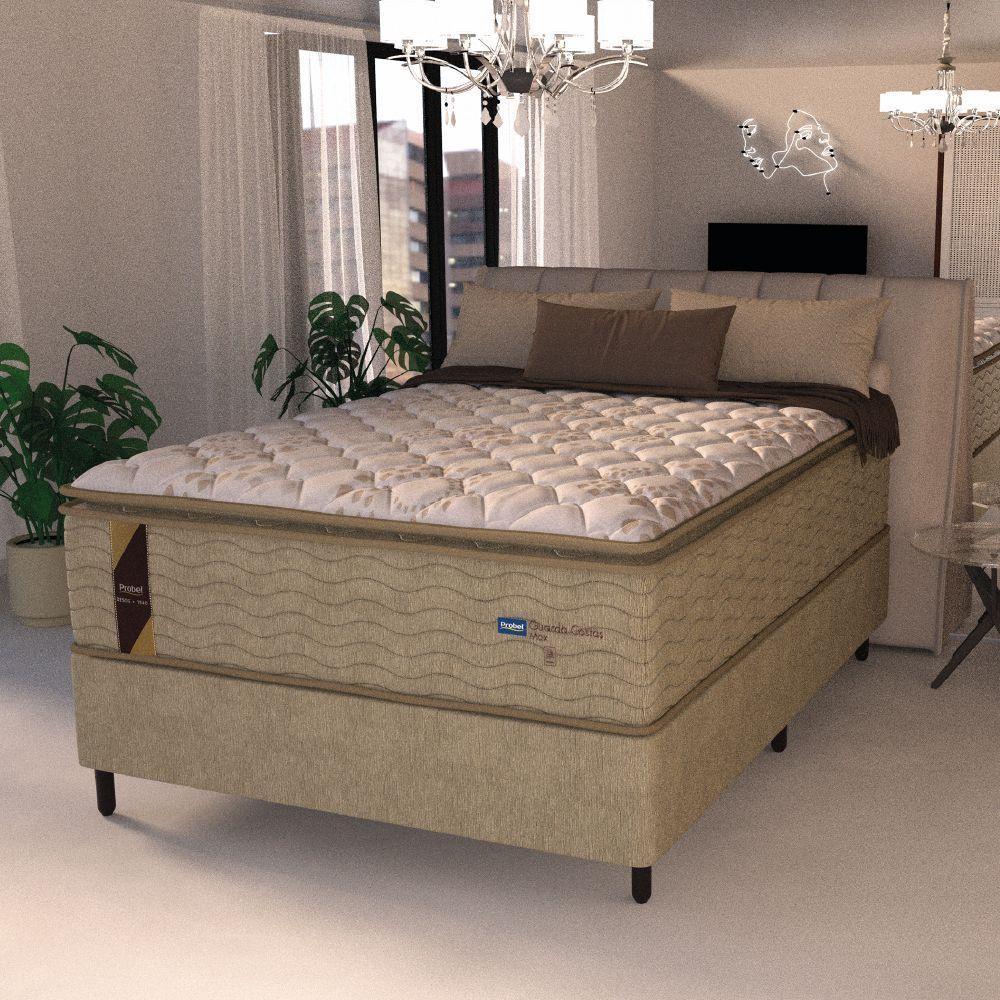 Cama Box Colchão Casal Molas Guarda Costas Max 138x188x78cm Branco/bege Probel Bege/bco - 2