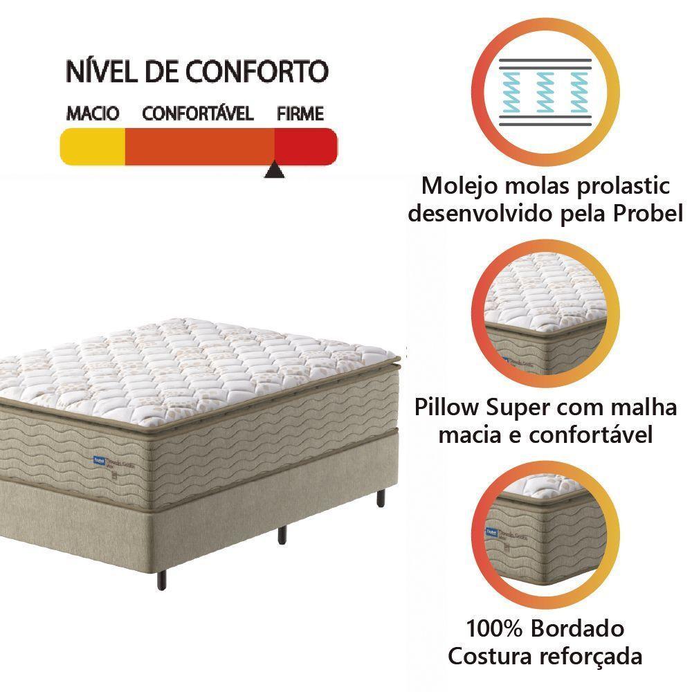 Cama Box Colchão Casal Molas Guarda Costas Max 138x188x78cm Branco/bege Probel Bege/bco - 5