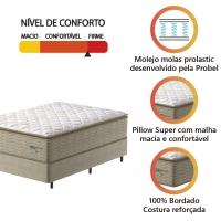 Cama Box Colchão Casal Molas Guarda Costas Max 138x188x78cm Branco/bege Probel Bege/bco - 5