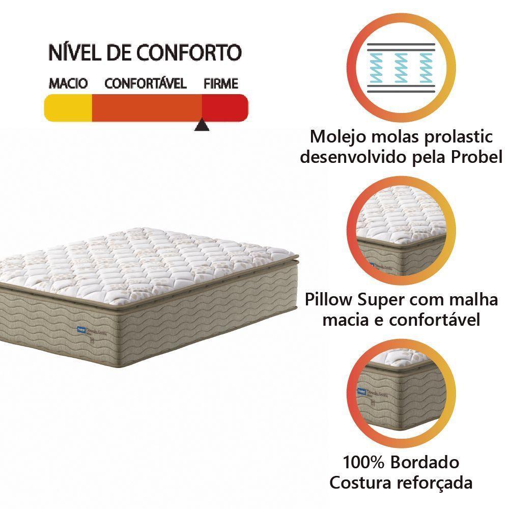 Colchão Casal Molas Guarda Costas Max Pillow Top 138x188x40cm Bege-branco Probel Bege-bco - 3