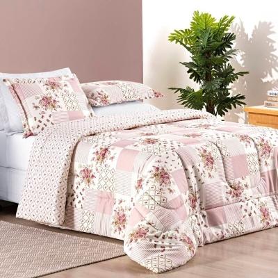 Kit Edredom Dupla Face Super King Bouti 03 Peças - Rosa Matura