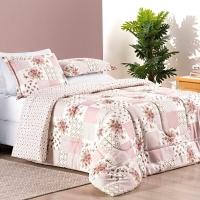Kit Edredom Dupla Face Super King Bouti 03 Peças - Rosa Matura - 1