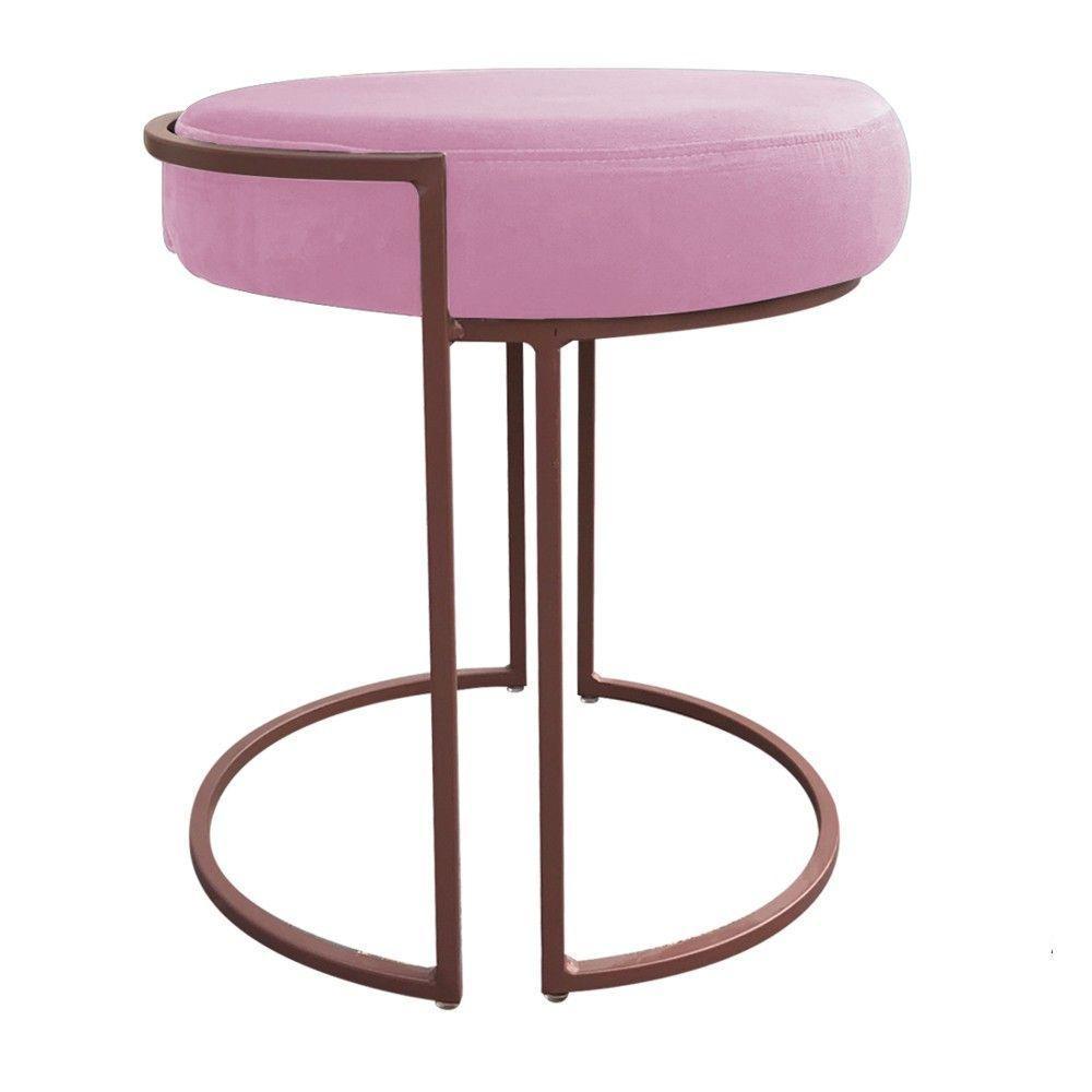 Puff Love Suede Base Cobre D\'rossi Cor Rosa Bebê - 6