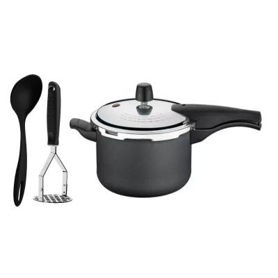 Jogo De Panela Pressão Antiaderente 4,5l Grafite Com Amassador Inox E Concha Tramontina