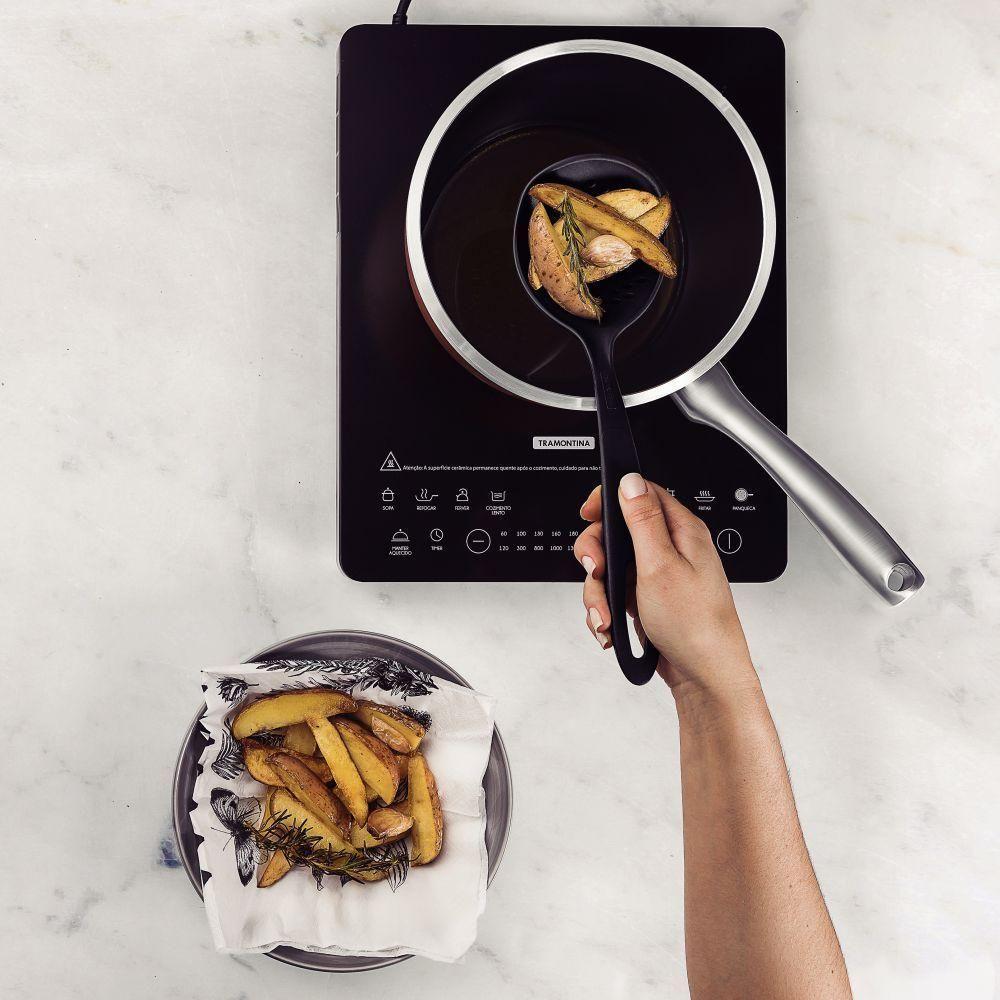 Panela Wok Loreto Em Alumínio Antiaderente Starflon Grafite 3,6l Com Espumadeira Tramontina - 4