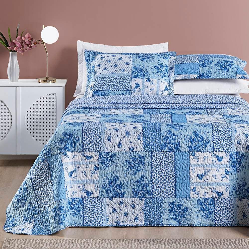 Colcha Estampada Dupla Face Bouti Queen 03 Peças - Azul Sereno - 5