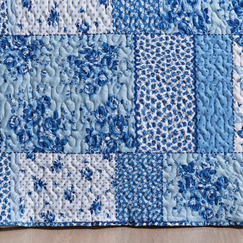 Colcha Estampada Dupla Face Bouti Casal 03 Peças - Azul Sereno - 2