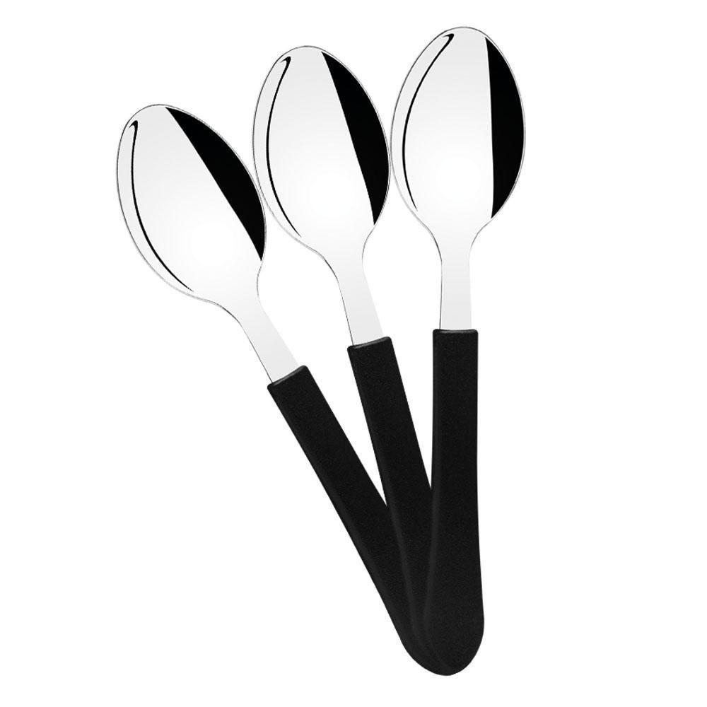 Kit - 24 Colheres De Sobremesa Leme Com Lâmina Em Aço Inox Cabo Preto Cspbag - Tramontina - 1