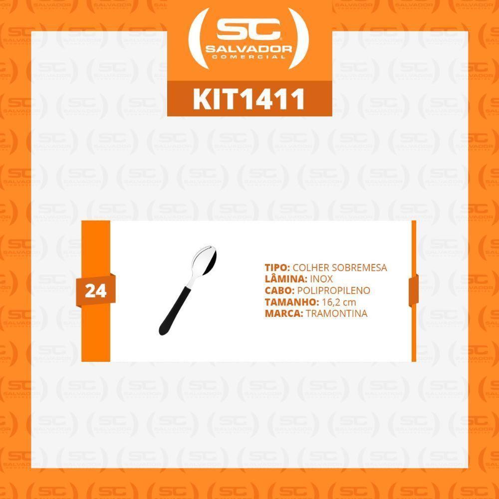 Kit - 24 Colheres De Sobremesa Leme Com Lâmina Em Aço Inox Cabo Preto Cspbag - Tramontina - 5