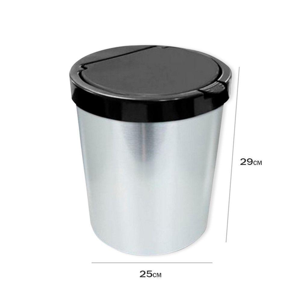 Lixeira Cesto 10 Litros Tampa Click Label Redonda Cor Prata Inox - 3