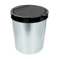 Lixeira Cesto 10 Litros Tampa Click Label Redonda Cor Prata Inox - 1