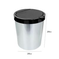 Lixeira Cesto 10 Litros Tampa Click Label Redonda Cor Prata Inox - 4